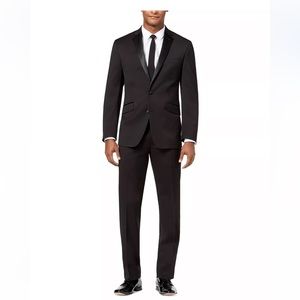 Black Kenneth Cole Men's Slim-Fit Ready Flex Tuxedo Suit